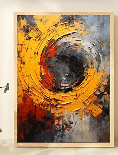  Textura de color amarillo brillante abstracto pintura acrílica gruesa espátula de gran tamaño pintura al óleo lienzo cuadro de pared arte lienzo enrollado (sin marco)