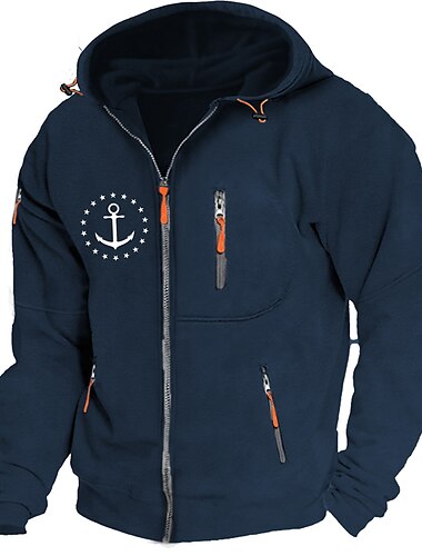  Herren Grafik-Drucke Ruder Hoodies Langarm Sweatshirts Mit Kapuze Modisch Täglich Urlaub Ausgehen Frühling & Herbst Dunkelblau Dunkelgray Grau Bekleidung Designer S M L XL 2XL 3XL