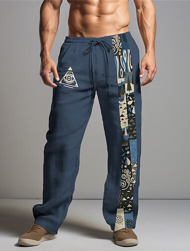  Stammes Vintage Herren 3D-Druck Hosen Hose Outdoor Strasse Ausgehen Polyester Schwarz Marinenblau Grün S M L Mittlere Taillenlinie Elastizität Hose