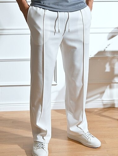  Voor heren Joggingbroeken Jogger Broek Joggingbroek met rechte pijpen Geplooide broek Trekkoord Elastische taille Effen Comfort Ademend Buiten Dagelijks Uitgaan Modieus Casual Zwart Wit
