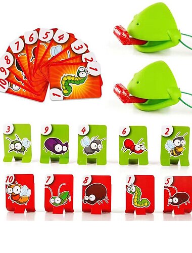  Frosch Mund Zunge Brettspiel Spielzeug weht Musik Chamäleon Eidechse Maske Eltern-Kind-Puzzlespiel Requisiten