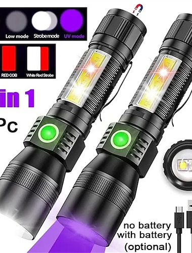  Linterna uv luz ultravioleta linterna recargable multifuncional antorcha led magnética con zoom detección de manchas luz negra