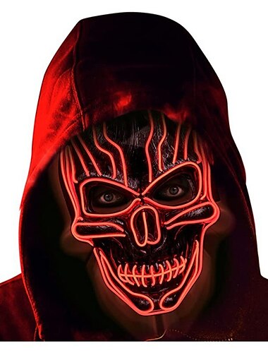  Gruselmaske, Halloween-LED-Licht-Requisite, Terrormaske mit 3 Blinkmodi für Halloween, Festival, Party, Cosplay