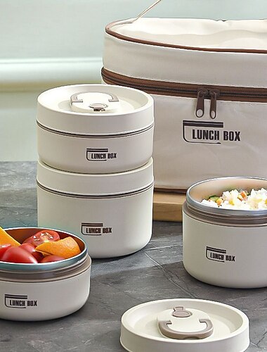 Fiambrera aislada, caja bento, contenedor de almuerzo aislado portátil, contenedor de alimentos apilable de acero inoxidable a prueba de fugas, para la escuela de adolescentes, cantina, escuela de