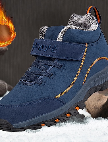  Miesten Naisten Bootsit Talvisaappaat Talvikengät Fleece-vuori Vaellus Kävely Vintage Vapaa-aika ulko- Päivittäin Nahka Lämmin Korkeutta lisäävä Mukava Nauhat Musta Sininen Syksy Talvi