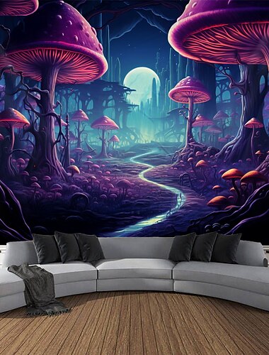  Trippy Pilz psychedelisch hängender Wandteppich, Wandkunst, großer Wandteppich, Wanddekoration, Fotografie, Hintergrund, Decke, Vorhang, Zuhause, Schlafzimmer, Wohnzimmer, Dekoration