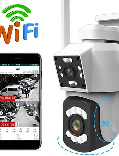  2,4g wifi sikkerhed cctv kamera dual len trådløst ip kamera to-vejs audio talk auto tracking vandtæt netværkskamera digital zoom overvågning ptz kamera