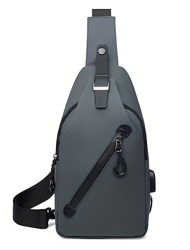  Anti-Diebstahl Crossbody Sling Chest Bag - Wasserdicht Kratzfest Leichter Schulterrucksack mit USB-Ladeanschluss Ideal als Geschenk für Männer
