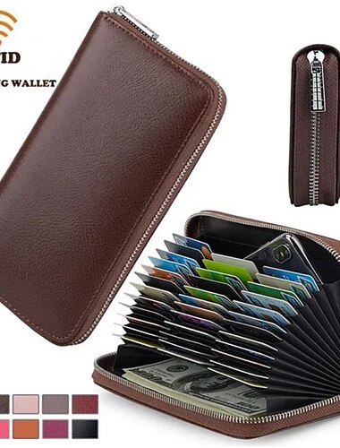  Portacarte di credito da uomo e donna portafoglio con blocco RFID 36 scomparti per carte borsa con zip grande capacità portafoglio per telefono