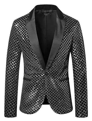  Disko 1980er Anzüge & Blazer Blazer mit Reverskragen Peak Revers Disco Pailletten Normal Herren Halloween Maskerade Party Club Pride Parade Erwachsene Mantel Herbst Winter