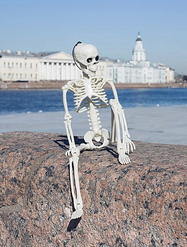  هياكل عظمية للهالوين ، جمجمة زينة الهالوين ، هيكل عظمي بشري واقعي لكامل الجسم ، ديكور للهالوين لدعائم منزل مسكون