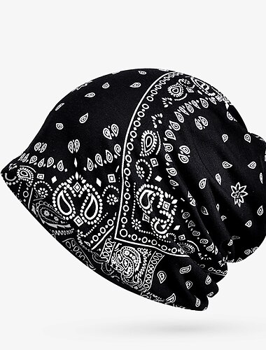  Unisexo Sombrero de Beanie Gorro de punto Negro Blanco Poliéster Estampado Viaje Exterior Vacaciones Patrón Resistente al Viento Templado