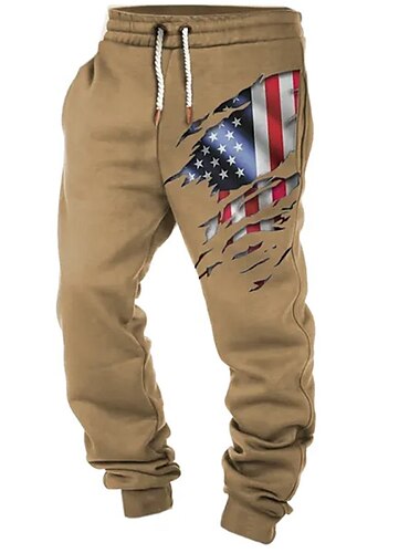  Amerikanische Flagge Brautkleider schlicht Herren 3D-Druck Jogginghose Trainingshose Jogginghose Jogger Hosen Hose Outdoor Strasse Casual Polyester Schwarz Weiß Marineblau S M L Mittlere Taillenlinie