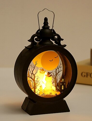  Halloween-Laterne für den Innen- und Außenbereich, LED-Laterne, Vintage-Hängelaternen aus Glas für Halloween-Dekorationen im Hausgarten
