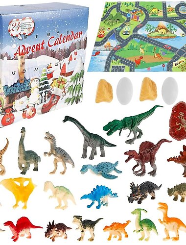  kalendarz adwentowy na święta Bożego Narodzenia pudełko niespodzianek, pudełko niespodzianek z odliczaniem do świąt Bożego Narodzenia z dinozaurem w kalendarzu DIY zestaw zabawek dinozaurów