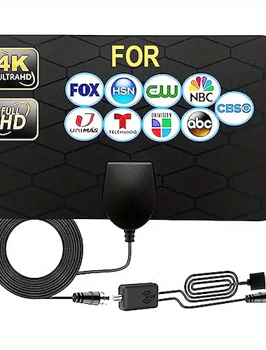  TV Antenna-2023 Indoor Amplified HD Digital TV Antenna For Smart TV Up To 380Miles Support 4K 1080p And All Older TV's-Ultra Thin Smart Switch Amplifier Signal Booster-18ft HDTV Cable/AC Adapter