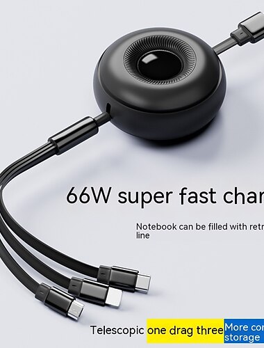  Multi-Ladekabel 6A 1 Packung 4 Fuß 3-in-1 einziehbares Ladekabel Multi-USB-Kabel Schnellladekabel-Adapter mit iPhone/Typ C/Micro-USB-Anschluss für Mobiltelefone/iPhone/Samsung Galaxy/PS/Tablets und
