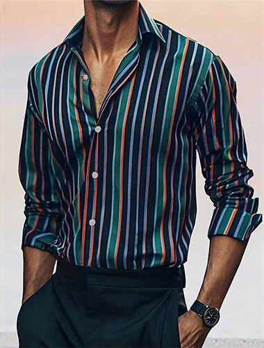  Per uomo Camicia Camicia occidentale Camicia da cowboy Banda Esterno Strada Rosso Blu Viola Grigio Manica lunga Collo ripiegabile Autunno inverno Abbigliamento Bottoni
