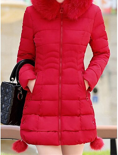  Damen Winterjacke Outdoor Strasse Täglich Herbst Winter Mantel Regular Fit Windundurchlässig warm halten Zeitgenössisch Stilvoll Brautkleider schlicht Jacken Langarm Glatt Mit Taschen Full Zip