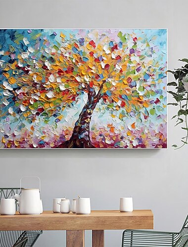 Mintura hecha a mano abstracta textura gruesa árbol paisaje pinturas al óleo sobre lienzo arte de la pared decoración imagen moderna para la decoración del hogar pintura enrollada sin marco sin