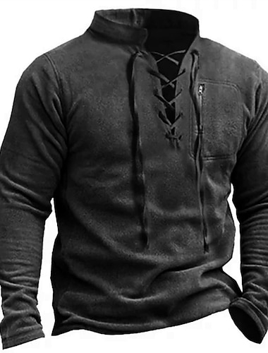  Per uomo Maglia Maglione Tattico Verde militare Blu marino Marrone Grigio Colletto Mao Sport Allacciato Uscire Abbigliamento casual alla moda Vintage Streetwear Casual Autunno Inverno Abbigliamento