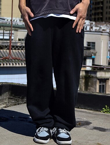  Férfi Melegítőnadrágok Kocogók Nadrág Egyenes szárú melegítőnadrág Zseb Zsinór Rugalmas derék Sima Mokaszinok Légáteresztő Szabadtéri Napi Alkalmi Divat Alkalmi Fekete Sötétkék