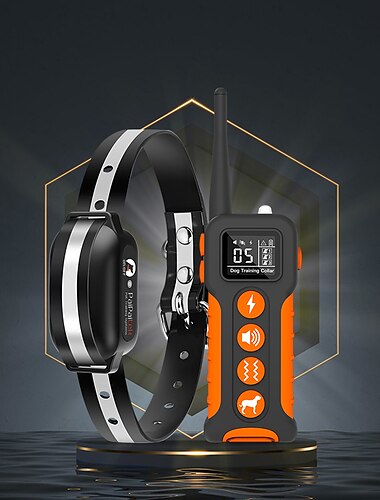  Hundetrainingshalsband, LCD-Display, drei Trainingsmodi, Piepton, Vibration, Elektroschock mit starker Taschenlampe, IP67, wasserdicht, geeignet für mittelgroße und große Hunde, mit Anti-Verlust-Seil