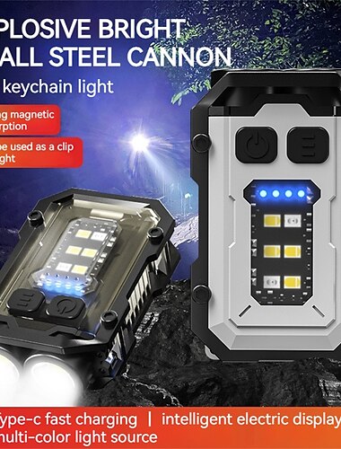  Potente linterna 2 xtecob con potente imán mini linterna recargable clip para sombrero luz exterior impermeable camping pesca
