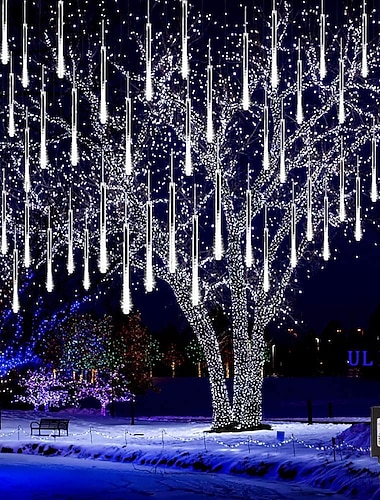  Luzes de natal ao ar livre luzes de chuva de meteoros caindo luzes de chuva 80cm 8 tubo 576 led neve caindo luzes em cascata de sincelo para árvore de natal decoração de halloween festa de casamento
