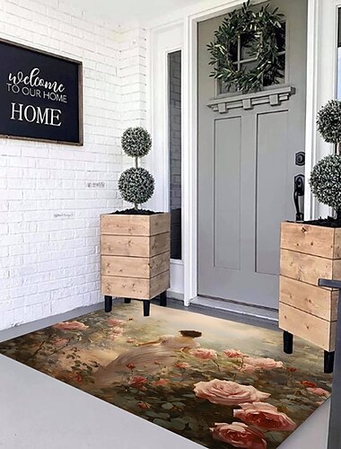  olieverfschilderij bloemen deurmat vloermatten wasbare tapijten keukenmat antislip oliebestendig gebiedskleed binnen buiten slaapkamer decor badkamer mat entree tapijt