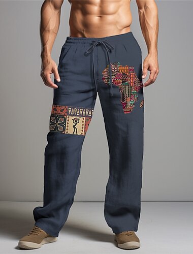  Per uomo Tribale Stampa bandana Pantaloni casual Pantaloni Pantaloni Larghi Vita media Vintage All'aperto Abbigliamento casual alla moda Abbigliamento quotidiano Stampa 3D Autunno & Inverno Nero Blu