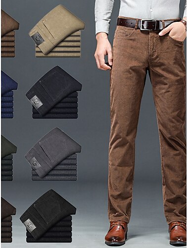  Hombre pantalones de traje Pantalones de Pana Pantalones Pantalones de traje Bolsillo Plano Comodidad Transpirable Exterior Diario Noche Moda Casual Negro Verde Ejército