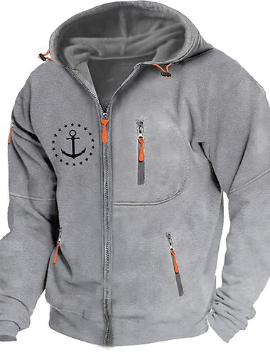  Hombre Estampados Timón Sudaderas Manga Larga Sudaderas Con Capucha Moda Diario Vacaciones Noche Primavera & Otoño Azul Oscuro Gris Oscuro Gris Ropa Diseñador S M L XL 2XL 3XL