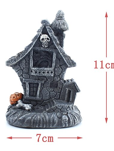  Halloween-Weihnachtsharz-Spukhaus – LED-beleuchtete Halloween-Dorfhäuser mit Figuren, Halloween-Dorf-Kollektion, Innendekoration, Ornament