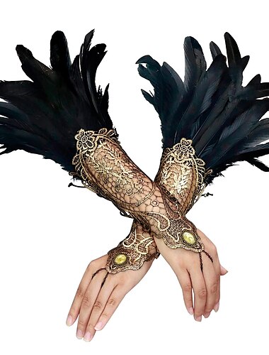  Retro vintage Punk & Gothic Lange handschoenen Veren kant Heks verderfelijk Kant Dames Fantasie Walpurgisnacht Maskerade Feest / Uitgaan Volwassenen Handschoenen