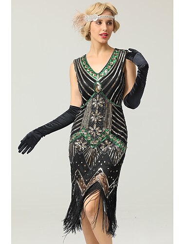  Retro Vintage Goldene Zwanziger 1920er Flapper Kleid Kleid Weihnachtsfeier Kleid Der große Gatsby Hochzeitsgast Pailletten Damen Halloween Karneval Maskerade Karneval Hochzeit Hochzeitsgast Erwachsene
