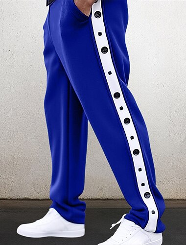  Homme Joggings Pantalon à déchirer Pantalon Pantalon de survêtement à jambe droite Poche Arracher Bouton latéral Plein Confort Respirable Extérieur du quotidien Sortie Mode Décontractées Noir Bleu Roi