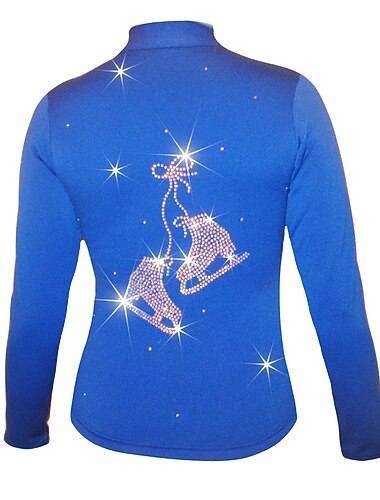  جاكت صوف للتزلج الراقص نسائي للفتيات تزلج على الجليد سترة قمم زهري أزرق برتقالي قابل للبسط التدريب منافسة ملابس التزلج الدفء الكريستال / حجر الراين كم طويل التزحلق على الجليد الرقص على الجليد