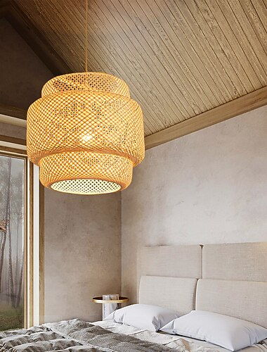  גופי תאורה מבמבוק בוהו מנורת תליון נצרים מנורת תקרה מנורת תליון יצירתית ארוגה מנורת תליון תקרה בעבודת יד צלונים תלויים תקרה לחדר שינה מטבח מבואה מסדרון 110-240v