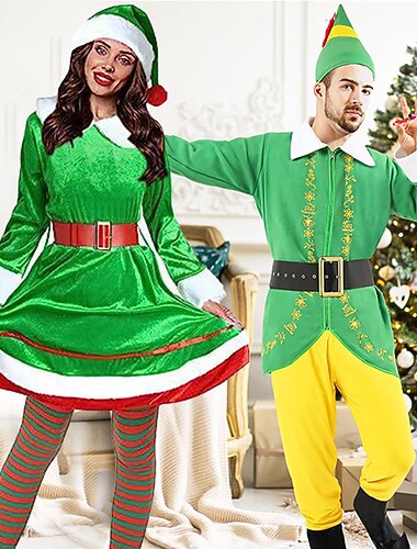  Elfo Costumi Cosplay Famiglia e coppie abbinate Per uomo Per donna Abiti coordinati per la famiglia Adulti Natale Carnevale Vigilia di Natale Festa & Sera