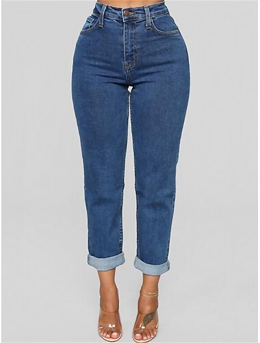  mamás de mujer jeans pantalones cortos hasta el tobillo moda streetwear street daily azul s m otoño invierno
