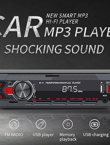  راديو السيارة 1 Din مع بلوتوث صوت السيارة، مشغل MP3، FM متعدد الليزر، ستيريو تلقائي، راديو تلقائي، ستيريو متعدد الوسائط