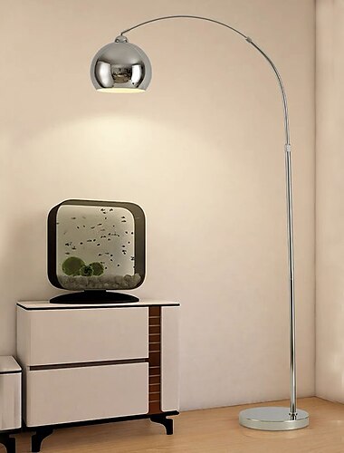  vloerlamp, vloerlamp, boogvloerlamp, leesvloerlamp, staal/nikkel mat, satijn verstelbaar grande RVS 110-240v