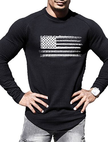  בגדי ריקוד גברים גראפי דגל לאומי חולצה קצרה חולצת טריקו וופל שרוול ארוך חולצה קצרה הדפסת תלת מימד צווארון עגול קצר חולצה מעצב רטרו\וינטאג' יום יומי ספורט חוץ חגים ליציאה שחור לבן חום קיץ & אביב ביגוד