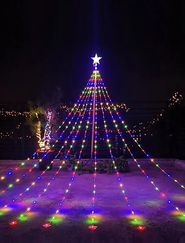  led λαμπάκι χριστουγεννιάτικου δέντρου πεντάγραμμο καταρράκτη ηλιακά φωτάκια 198 led αδιάβροχα διακόσμηση κήπου χριστουγεννιάτικα λαμπάκια eu βύσμα