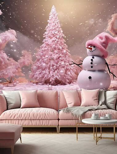  クリスマスの飾り 雪だるま 雪の結晶 吊り下げタペストリー 壁アート クリスマス 大きなタペストリー 壁画 装飾 写真 背景 ブランケット カーテン 自宅 寝室 リビングルーム 装飾