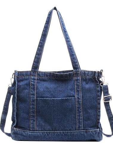  denim schoudertas voor dames – grote capaciteit, multi-draagbaar ontwerp, casual alledaagse tas