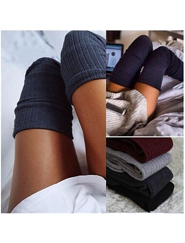  Γυναικεία Καλσόν Κάλτσες που τσακίζουν τους μηρούς  Καλσόν Διατηρείτε Ζεστό Ελαστικό Πλέξιμο Μοντέρνα Καθημερινά Βαθυγάλαζο Μαύρο Σκούρο γκρι Ένα Μέγεθος