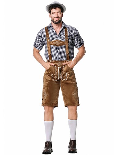  Passendes Oktoberfest Kostüm - Dirndl für Frauen oder Lederhosen für Männer bayerisches Bierkleid im alpinen deutschen Stil perfekt für Bierfest Party Halloween Themenparty – Separat für Ihn  Sie