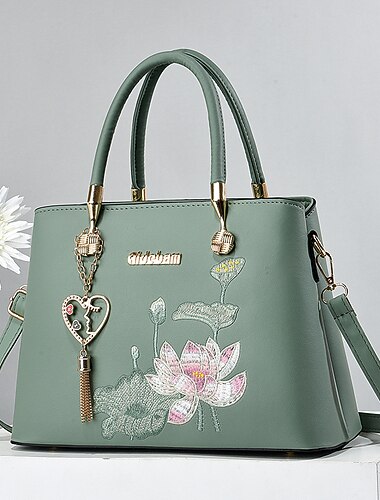  نسائي حقيبة يد حقيبة كروس حقيبة كتف حقيبة بوسطن جلد PU الأماكن المفتوحة مناسب للبس اليومي مناسب للعطلات تعليقه سنسال سحاب سعة كبيرة مقاوم للماء مضاعف لون الصلبة تطريز زهور أسود أبيض أحمر